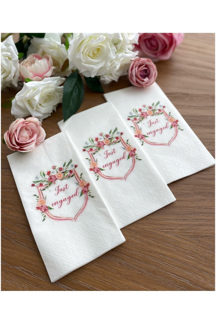 Just Engaged Pembe Nişan Peçetesi 16'lı