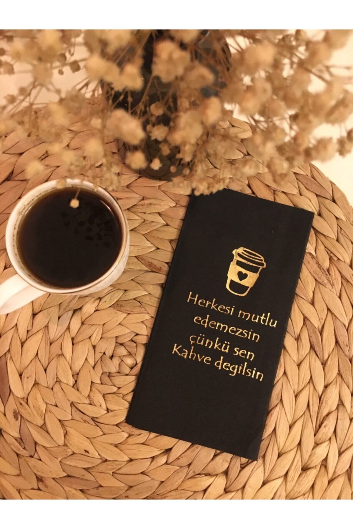 1_org_zoom Yaldızlı Gold Baskılı Siyah Sunum Peçetesi 16li - Görsel 1