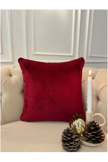 Lux Kadife Kurşun Asker Nakışlı Yılbaşı Kırlent Kılıfı Kırmızı 45x45 - Görsel 3